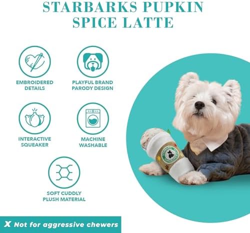 Haute Diggity Dog Starbarks Pupkin Spice Latte Plush Dog Toy, Drink Parody