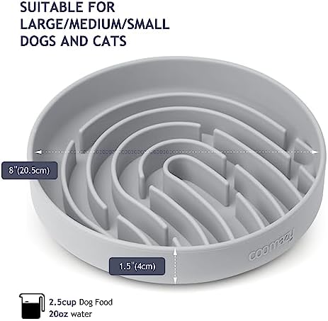 Coomazy Slow Feeder Dog Bowls, Silicone Anti Choking Puzzle Dog Food Bowl