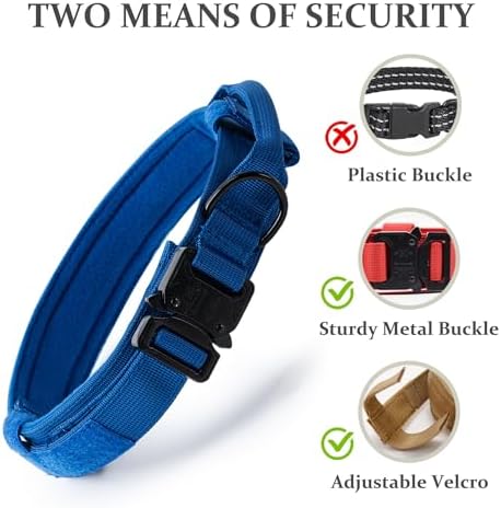 Tactical Dog Collar, Adjustable Military Training Nylon Collar, Dark Blue S