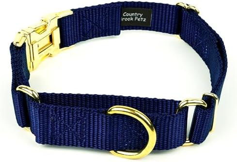 Country Brook Petz - Martingale Dog Collar - Heavy Duty Nylon Adjustable Martingale Dog Collar with Metal Buckle for Small Medium Large Breeds - 30+ Color Options (1 Inch, Extra Large, Navy Blue)