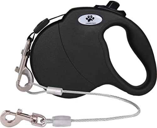 16ft Retractable Dog Leash for Large Breed Dogs up to 110 lbs with a Detachable Chew Proof Extender Wire Ropes (Black L)