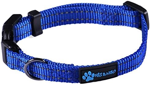 Max and Neo™ NEO Nylon Buckle Reflective Dog Collar - We Donate a Collar to a Dog Rescue for Every Collar Sold (X-Small, Blue)
