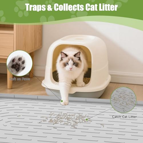 Cat Litter Mat, 34" x 22" Waterproof Litter Trapping Mat