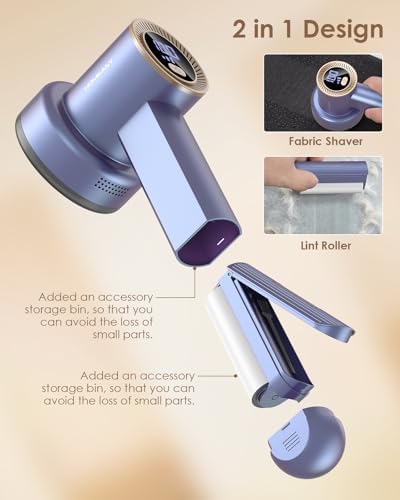 HOMEASY Fabric Shaver, Rechargeable Lint Remover for Clothes Purple