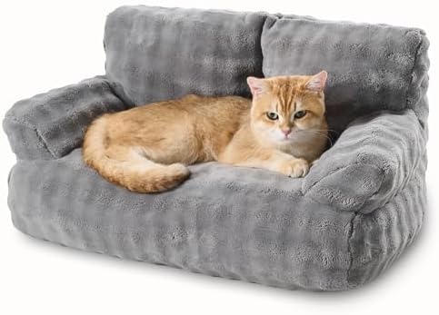 Cat Couch Bed, Cute Pet Sofa for Indoor Cats, 26"x15", Grey