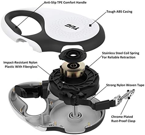 TUG Tiny Retractable Dog Leash, 10 ft (Extra Small, White)