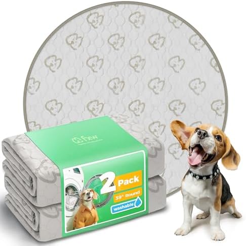 FXW Washable Pee Pads for Dogs, Super Absorbent, 39" Round, 2 Packs
