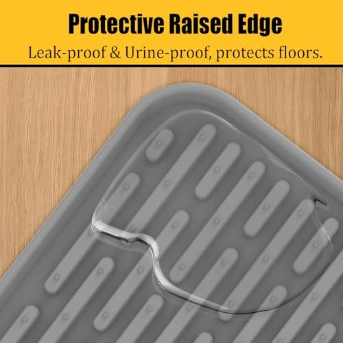 Ultibe 40"x30"(100cmx75cm) Extra Large Silicone Cat Litter Mat, XXL Litter Trapping Mat for Under Litter Box, Non-Slip Waterproof Kitty Litter Catcher, Easy to Clean Mat for Cats, Black