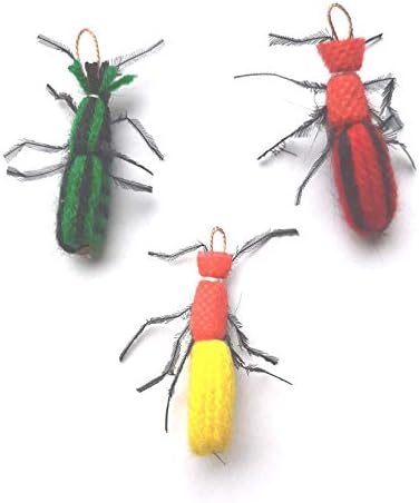 2 Inch Handmade Cat Toy Teaser Beetle (1, Yellow, with Wand)