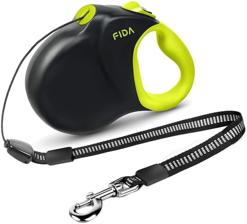 Fida Upgraded Retractable Dog Leash, 30ft, Heavy Duty, Neon Yellow