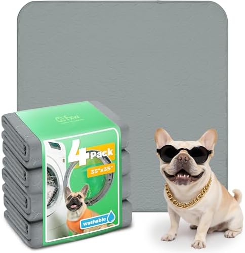 FXW Washable Pee Pads for Dogs, Super Absorbent, 35" Square, 4 Packs