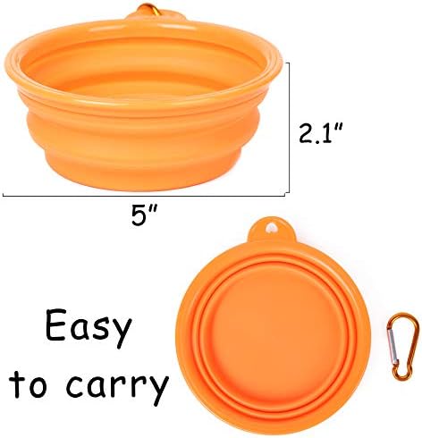PROLOSO 9 Pcs Collapsible Dog Bowl Foldable Expandable Silicone Cup Dish for Pet Cat Food Water Feeding Portable Travel Bowl with Carabiner