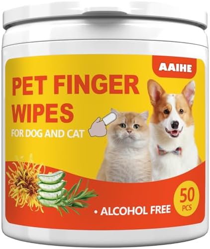 Dog Ear Finger Wipes for Dogs & Cats, Green Tea Scent, 50 Count