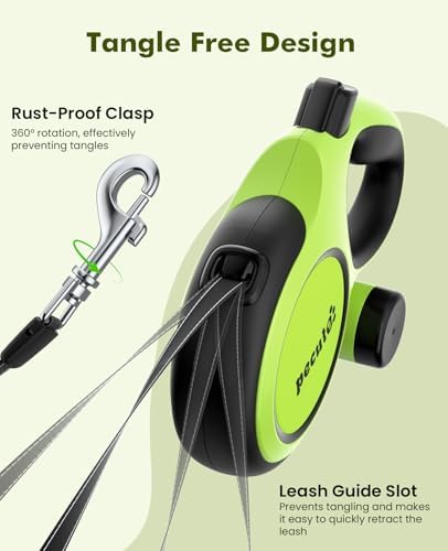 Pecute Chew Proof Retractable Dog Leash 16.4ft for Dogs 11-66 lbs