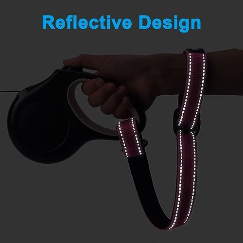 PetBonus 2 Packs Short Dog Leash, Safety Wrist Strap for Retractable Dog Leash, Reflective Design and Adjustable Soft Padded Handle, Extra Layer Security for Pet Stroller (Pink, Pink)
