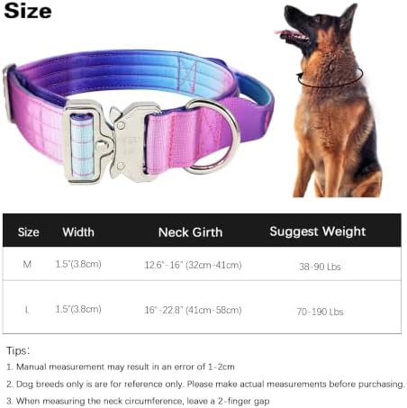 Thick Tactical Dog Collar with Handle for Medium Dogs-Heavy Duty(Purple)