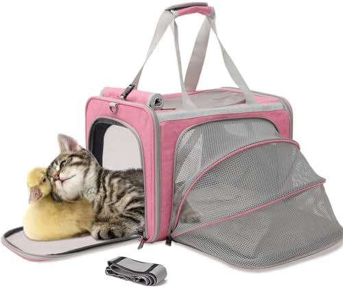 Soft Cat Carriers Pink Small Dog Carrier Airline Approved,Expandable Pet Carrier,Strudy,Ventilated,Soft Sided Pets Carriers Cage,Durable Small Animals Travel Bag Outdoor Carry Kennel