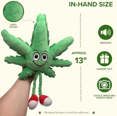 MJ the Weed Leaf | 420 Dog Toy and Collectible Plush Shelf-Sitter