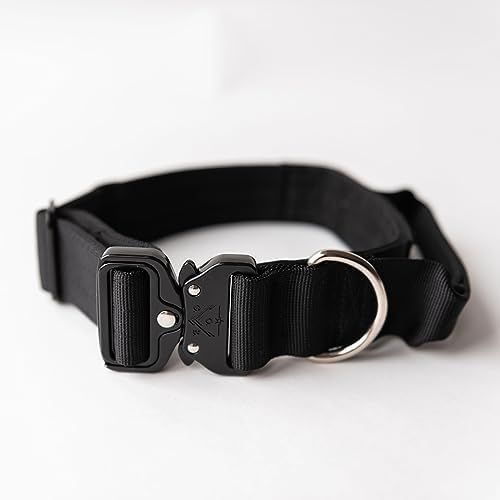 Operation Good Boy Tactical Dog Collar – Durable Military-Grade Nylon with Quick Release Buckle & Training Handle – Adjustable for Medium and Large Dogs (Black)