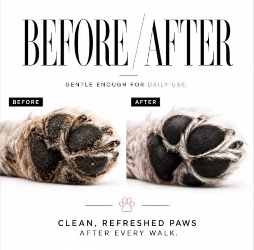Dog Paw Cleaner, Dog Paw Wash, No-Rinse Foaming Paw Cleanser with Silicone Brush for Dogs & Puppies, Plant-Derived Formula for Sensitive Paws, 6.8 fl oz