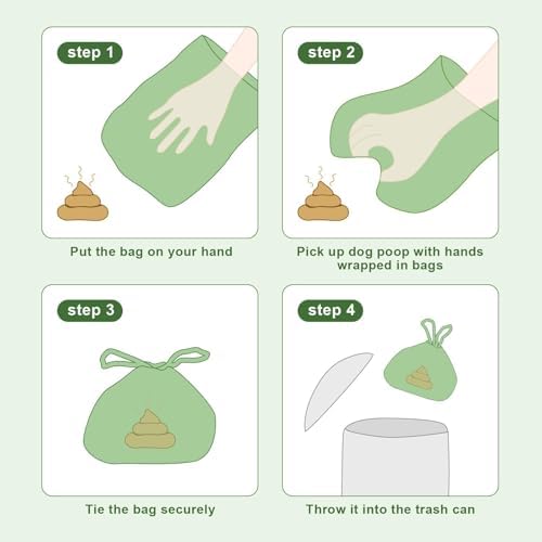 Dog Poop Bags with Handles 4 Rolls, 48 Counts Pine Scented Dog Waste Bags with Dispenser, Leak Proof and Extra Thick, Easy-Tie Pet Poop Bags with Holder for Dogs, Puppies, Cats, Kitten