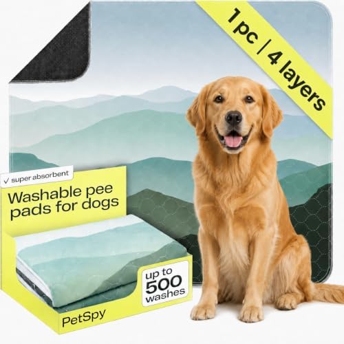 PetSpy Washable Pee Pads for Dogs - Waterproof Reusable Puppy Pads No-Slip Surface - Stylish Dog Potty Training Pads Protect Against Leakage (Landscape, 1 Pack - 72" x 72")