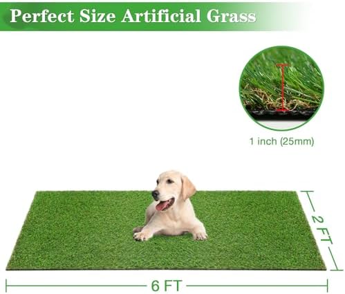 GLOBREEN 2'X6' Artificial Turf Runner Rug, Thick Grass Pads for Dogs Potty