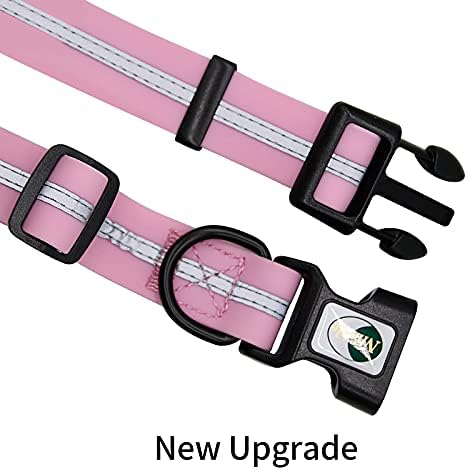 Nimble Reflective Waterproof Dog Collar Adjustable Odor Resistant Easy Clean Pet Collar for Small Medium Large Dogs Night Walking Outdoor Rainy Use (Large (15.35”-24.8”inches), Lavender)