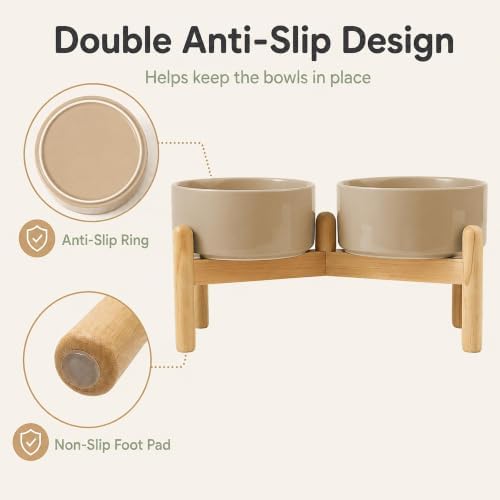 Havniva Ceramic Dog Bowls Elevated, Raised Dog Food Bowl for Small Dogs