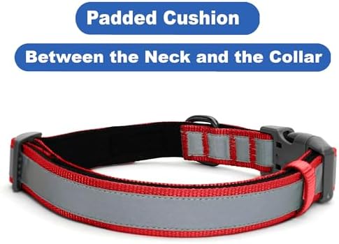 Pawtitas Personalized Dog Collar Reflective Dog Collar Padded Dog Collar with Name Phone Number Puppy Collar Adjustable Customized Collar for Small Dogs Breeds | Customized Red Small Dog Collar
