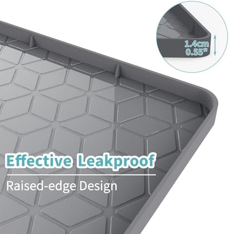 Cat Litter Mat, 34" x 22" Silicone Cat Mat for Litter Box, Silicone Cat Litter Box Mat for Scatter Control, Easy Clean, Waterproof and Non-Slip(Grey)