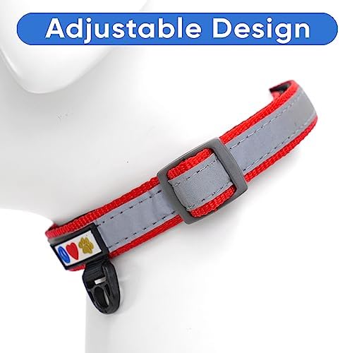 Pawtitas Personalized Dog Collar Reflective Dog Collar Padded Dog Collar with Name Phone Number Puppy Collar Adjustable Customized Collar for Small Dogs Breeds | Customized Red Small Dog Collar