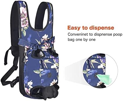 Petmolico Pet Dog Carrier Backpack,Adjustable Dog Legs-Out Front Backpack,Hands-Free Cat Pup Front Carrier Travel Bag,Easy-fit for Traveling Hiking for Dogs,(XL,Blue Daffodil)
