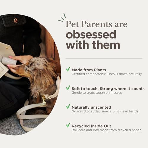 100% Certified Home Compostable and Biodegradable Dog Poop Bags - ASTM D6400 & EN 13432 Compliant dog poop bags rolls – 270 Bags – 18 x Rolls of Plant Based Poop Bags for dogs - Thick Poop Bags