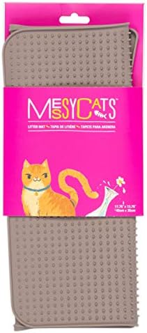 Messy Cats Silicone Litter Mat, Soft Spikes, 18 x 14 Inch, Grey