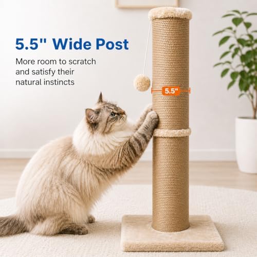 Cat Scratching Post with 5.5 Inch Diameter Sisal Post, 32 Inch, Yellow