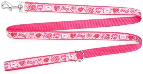 THE WORTHY DOG Fun Patterns Stylish Dog Leash, 5ft Length, Love & Kisses