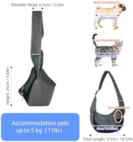 Dog Sling Carrier, Mesh Breathable Puppy Sling with Soft Adjustable Widen Padded Strap, Hand-Free Dog Purse Carriers for Small Dogs Cats, Pet Carrier Backpack for Travel Outdoor, Black