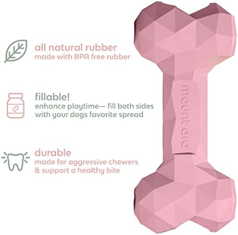 Mount Ara Super BITE BPA-Free Rubber Fillable Dog Chew Toy, Aggressive Chewer Toy, Peanut Butter Toy