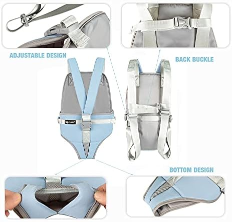 Leconpet Pet Dog Carrier Legs Out Front Backpack Adjustable Teddy Outdoor Chest Backpack for Small and Medium Dog with Fixed Buckle on the Back, More Comfortable to Carry (X-Large, Cartoon Grey)