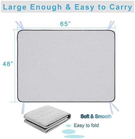 Waterproof Dog Bed Cover Pee Pads Training Pads 65"x48", Nonslip Pet Bed Pad with Ties, Washabl Reusable and Super Absorbent Dog Mat for Whelping, Housebreaking in Playpen, Crate or Kennel (Large)