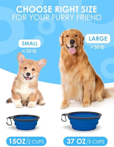 Aonkey 2 Pack 37oz/4.6 Cup Collapsible Dog Bowls with Bottle Carrier