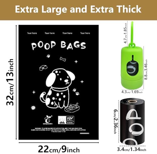 Biodegradable Dog Poop Bags 13×9in 120 count with Free Dispenser