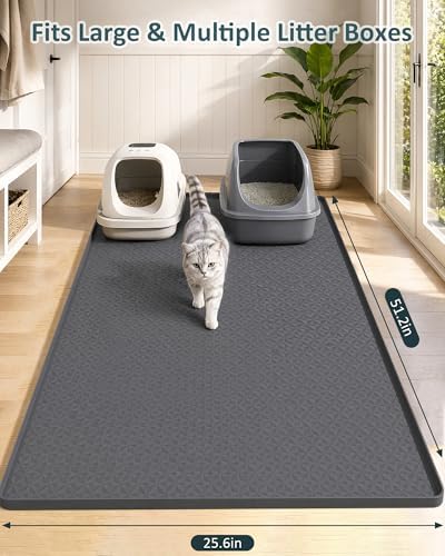 Extra Large Cat Litter Mat, Waterproof Litter Mat, 51.2 x 25.6 in