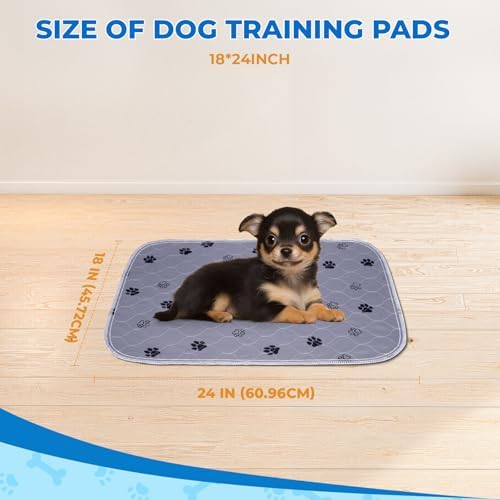 Fostanfly Reusable Puppy Pads, Washable & Absorbent, 18"x24"-2 Pack, Gray