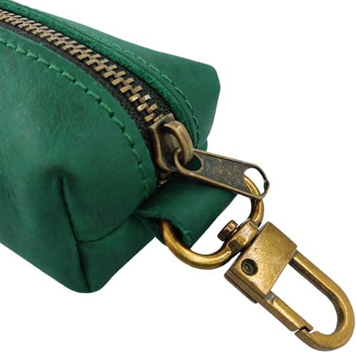 HIFA Genuine Leather Dog Leash Poop Bag Holder - Soft Touch Rustic Leather, Metal Clips, Easy Access to Pet Waste Bags - Dog Poop Dispenser for Outdoor Walking