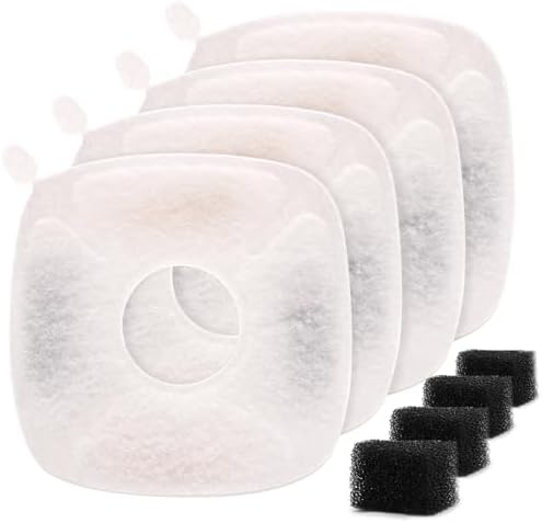 Pet Fountain Filters Compatible with 95Oz/2.8L Dog Water Fountain (4 Filters&4 Sponges)