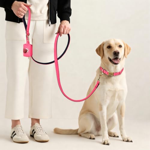PET ARTIST Colorful Personalized Dog Collars, Breathable Soft, Pink,L
