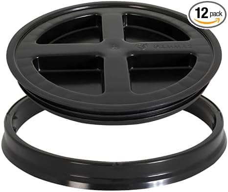 Gamma2 Seal Lid Black | Food-Safe | For 3.5-7 Gallon Buckets | BPA-Free | Pack of 12