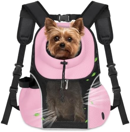 WOYYHO Pet Dog Carrier Backpack, Ventilated Mesh Small Dog Front Backpack